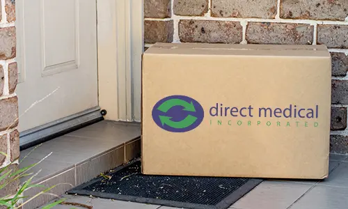 box of supplies on front doorstep